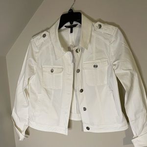 White House Black Market White Jean Jacket